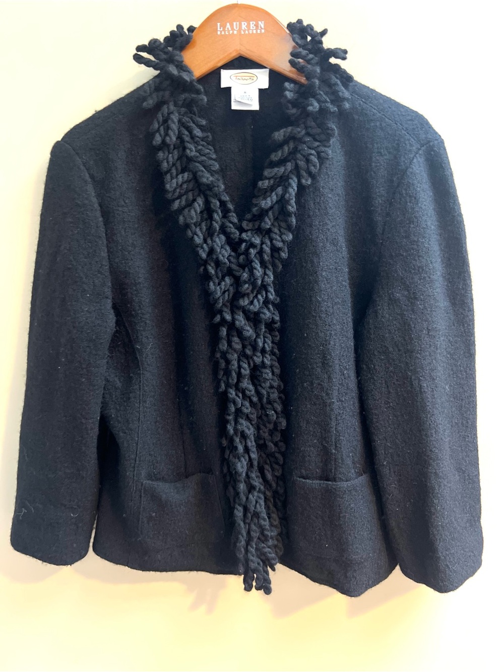 Talbots Black Wool Fringe-Trim Blazer